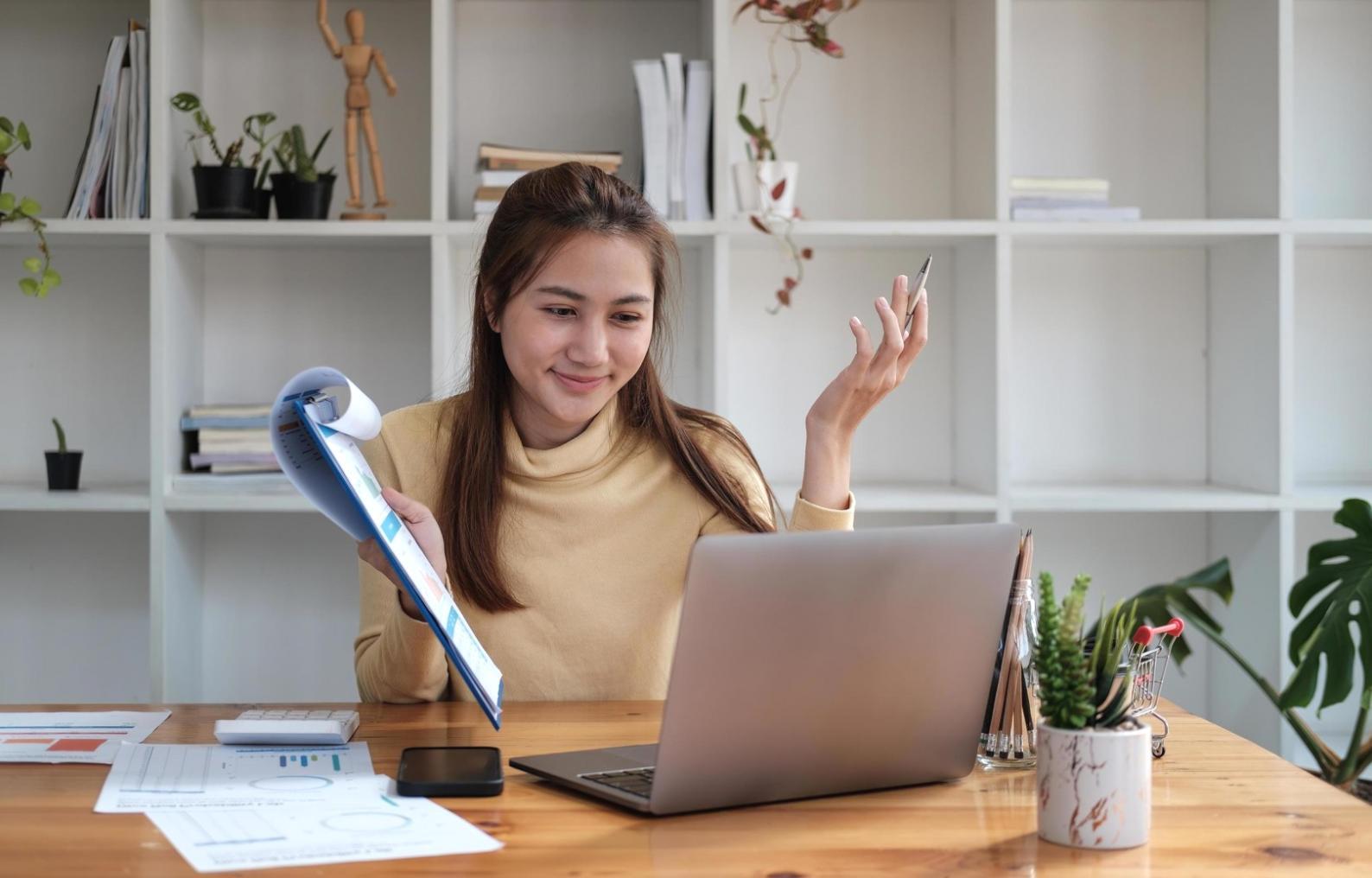 Financial planning workspace showing organized documents and analysis materials